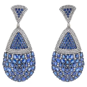 Diamond and Sapphire Drop Earrings