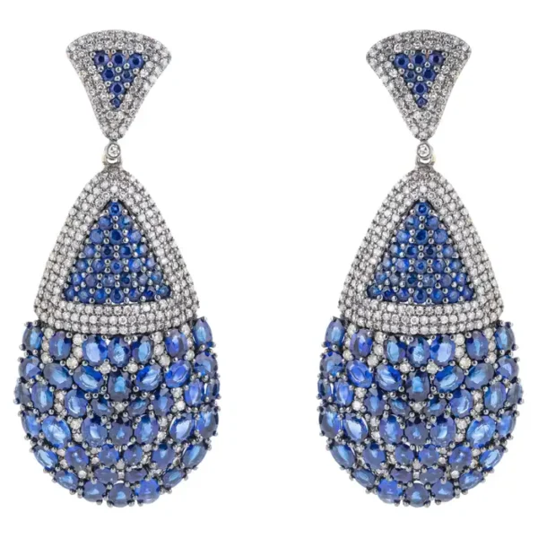 Diamond and Sapphire Drop Earrings