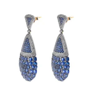 Diamond and Sapphire Drop Earrings