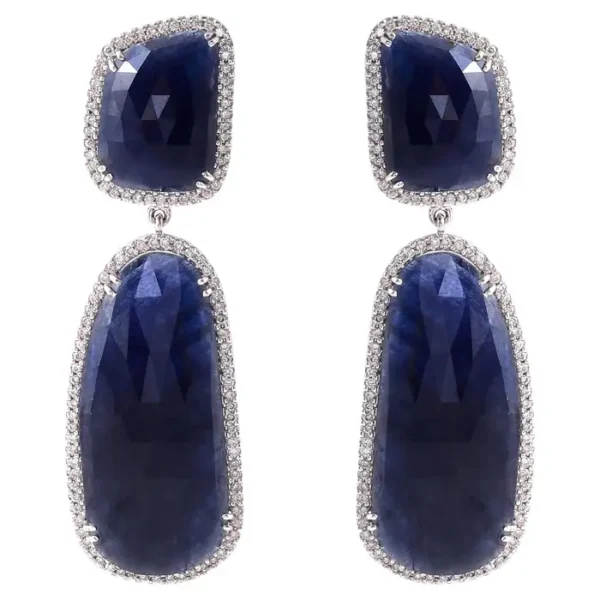 Blue Sapphire and Diamond Cocktail Drop Earrings