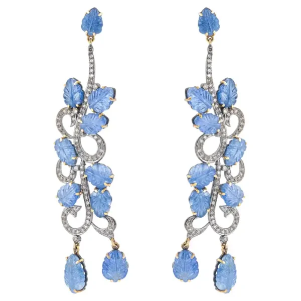 Diamond and Sapphire Dangle Earrings