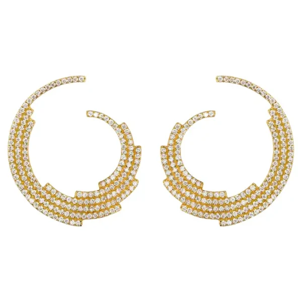 Diamond Contemporary Modified-Hoop Earrings