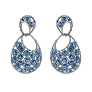Diamond and Sapphire Dangle Earrings