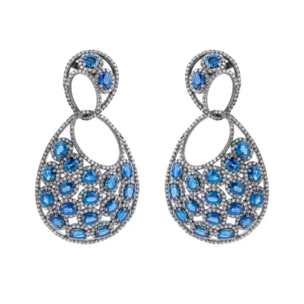 Diamond and Sapphire Dangle Earrings