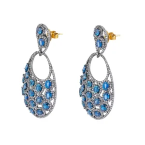 Diamond and Sapphire Dangle Earrings