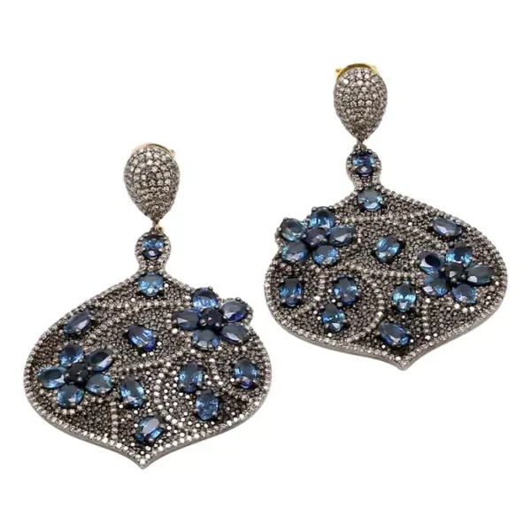 Blue Sapphire and Diamond Dangle Earrings