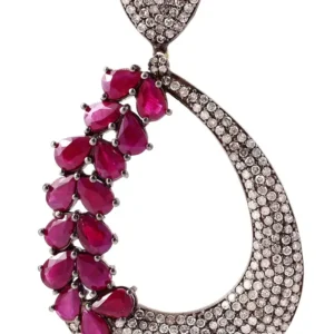 Ruby and Diamond Dangle Cocktail Earrings