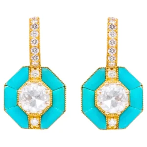 Diamond and Turquoise Drop Earrings