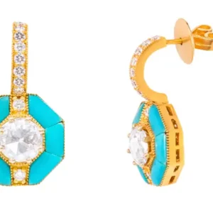 Diamond and Turquoise Drop Earrings