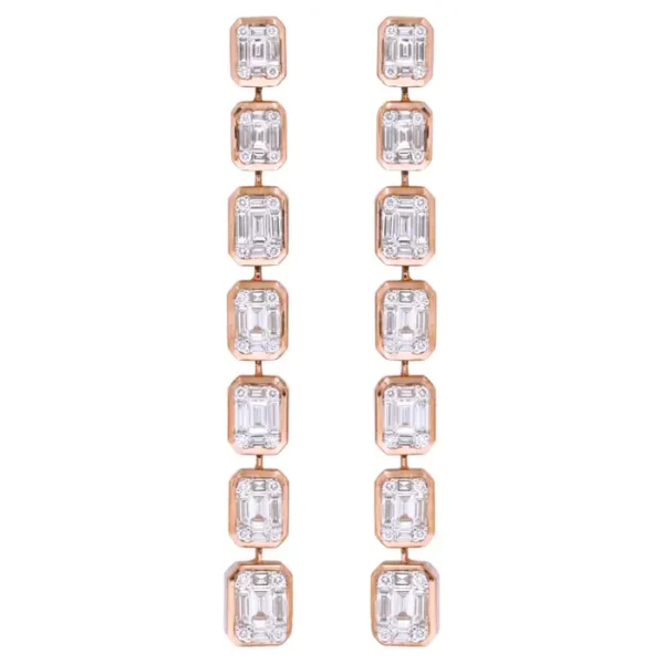 Illusion-Set Diamond Dangle Earrings